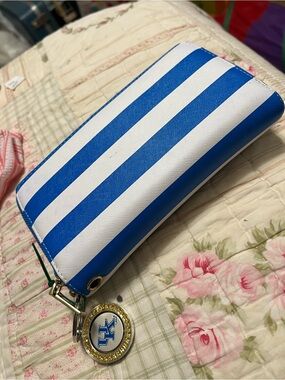 Striped Blue & White Wristlet Wallet by